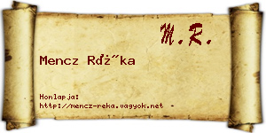 Mencz Réka névjegykártya